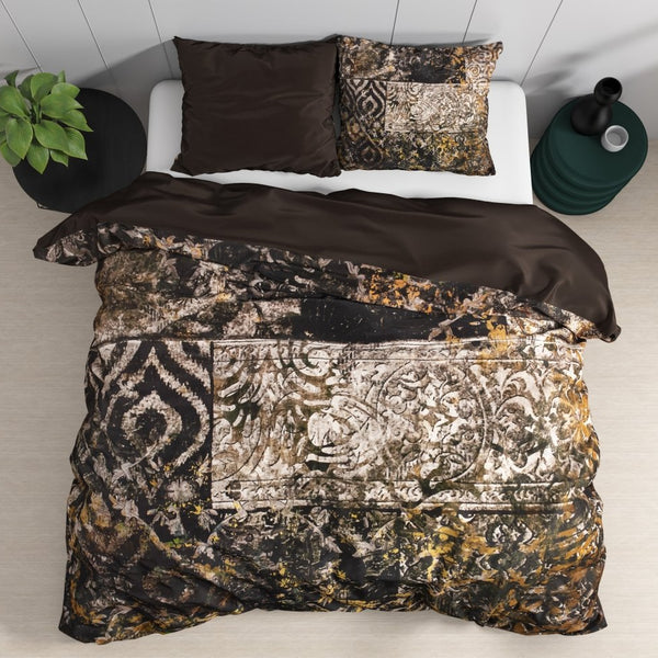100% Cotton Sateen Duvet Cover Set Granite | Black | Double - 200cm (W) x 220cm (L) - The Bedding & Blankets Store