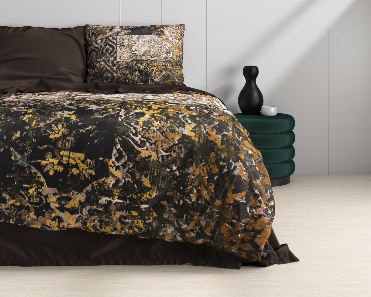 100% Cotton Sateen Duvet Cover Set Granite | Black | Double - 200cm (W) x 220cm (L) - The Bedding & Blankets Store
