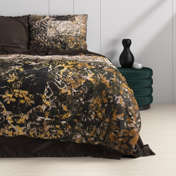 100% Cotton Sateen Duvet Cover Set Granite | Black | Double - 200cm (W) x 220cm (L) - The Bedding & Blankets Store