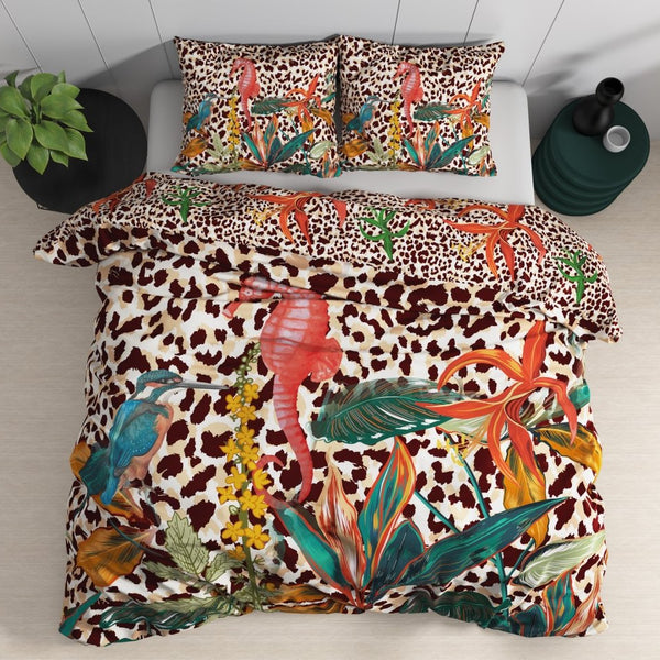 100% Cotton Sateen Duvet Cover Set Ida | Multicolour | Single - 140cm (W) x 220cm (L) - The Bedding & Blankets Store