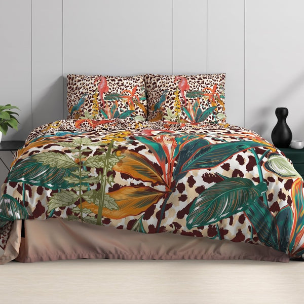100% Cotton Sateen Duvet Cover Set Ida | Multicolour | Single - 140cm (W) x 220cm (L) - The Bedding & Blankets Store