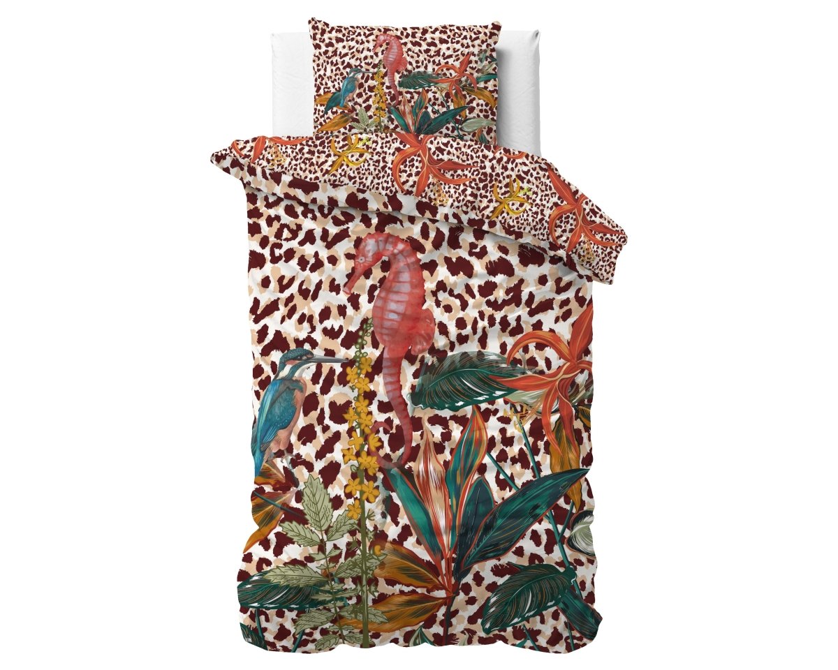 100% Cotton Sateen Duvet Cover Set Ida | Multicolour | Single - 140cm (W) x 220cm (L) - The Bedding & Blankets Store