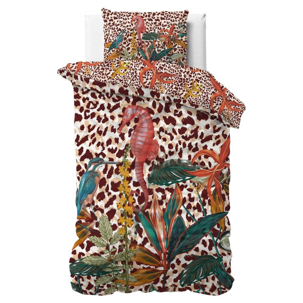 100% Cotton Sateen Duvet Cover Set Ida | Multicolour | Single - 140cm (W) x 220cm (L) - The Bedding & Blankets Store