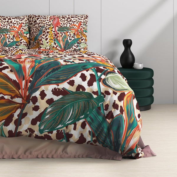 100% Cotton Sateen Duvet Cover Set Ida | Multicolour | Single - 140cm (W) x 220cm (L) - The Bedding & Blankets Store