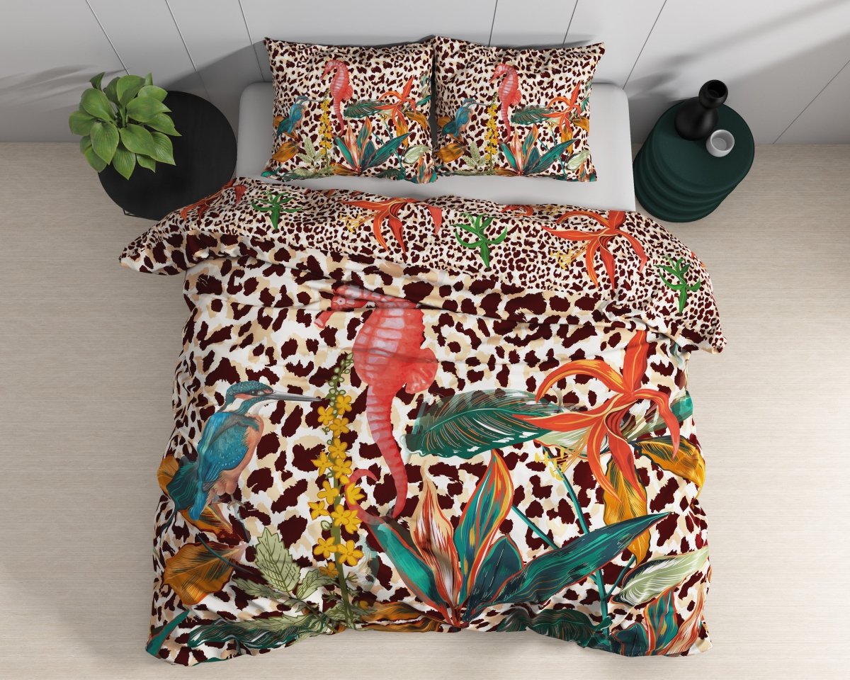 100% Cotton Sateen Duvet Cover Set Ida | Multicolour | Single - 140cm (W) x 220cm (L) - The Bedding & Blankets Store