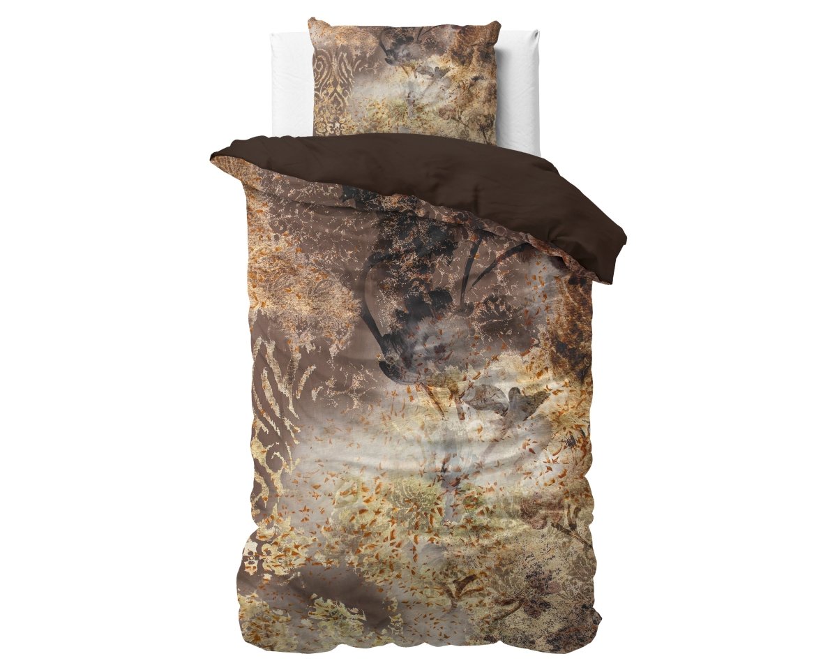 100% Cotton Sateen Duvet Cover Set Inferno | Taupe | Single - 140cm (W) x 220cm (L) - The Bedding & Blankets Store