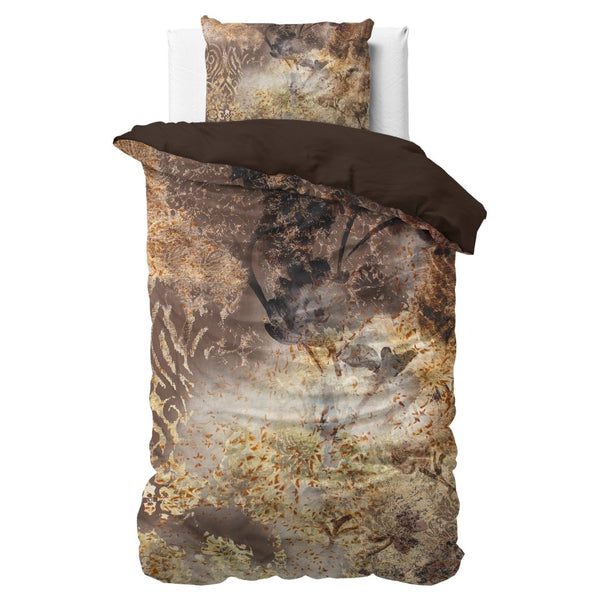100% Cotton Sateen Duvet Cover Set Inferno | Taupe | Single - 140cm (W) x 220cm (L) - The Bedding & Blankets Store