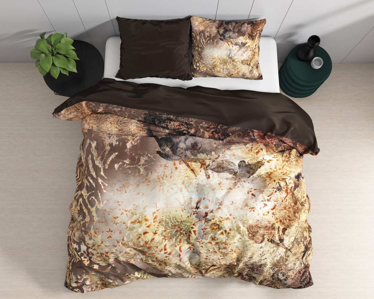 100% Cotton Sateen Duvet Cover Set Inferno | Taupe | Single - 140cm (W) x 220cm (L) - The Bedding & Blankets Store