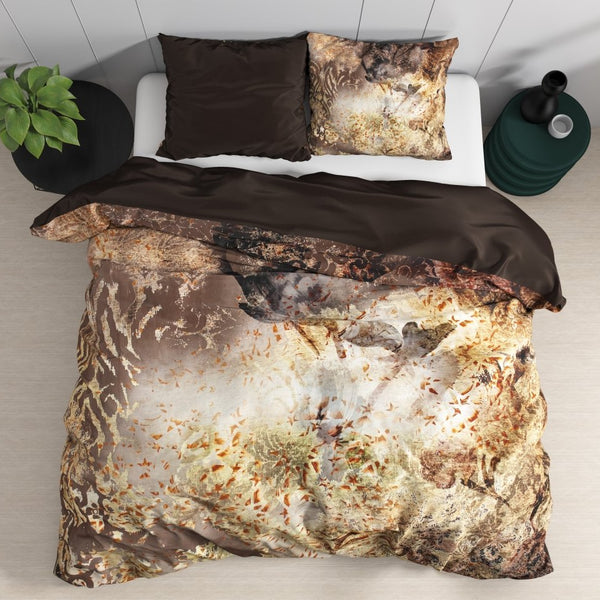 100% Cotton Sateen Duvet Cover Set Inferno | Taupe | Single - 140cm (W) x 220cm (L) - The Bedding & Blankets Store