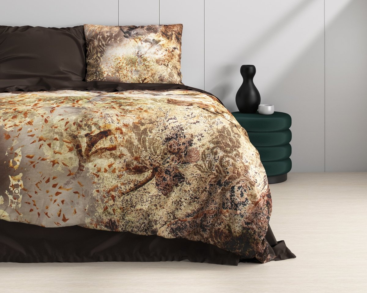 100% Cotton Sateen Duvet Cover Set Inferno | Taupe | Single - 140cm (W) x 220cm (L) - The Bedding & Blankets Store