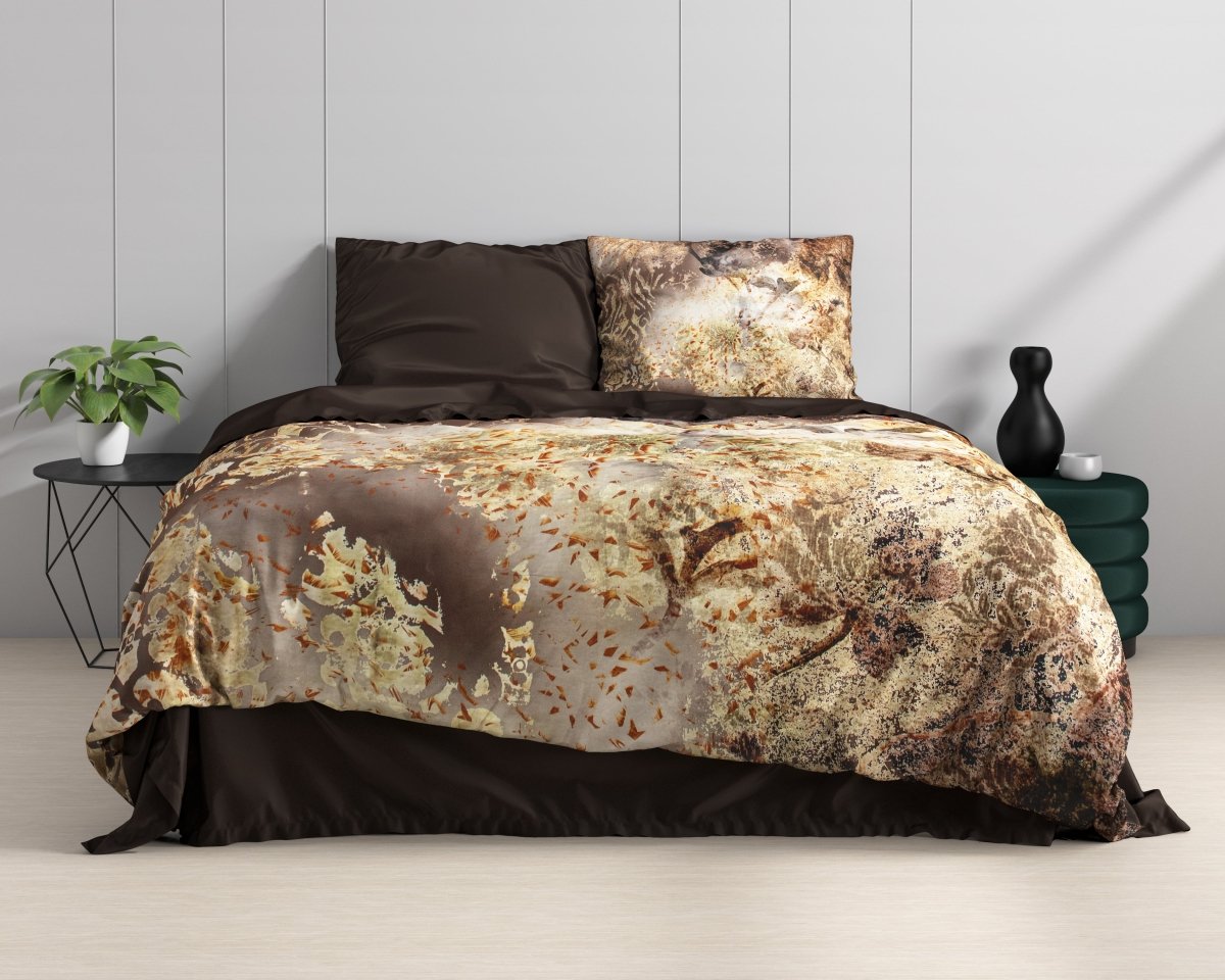 100% Cotton Sateen Duvet Cover Set Inferno | Taupe | Single - 140cm (W) x 220cm (L) - The Bedding & Blankets Store