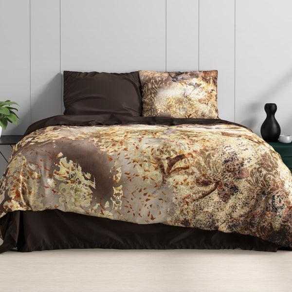 100% Cotton Sateen Duvet Cover Set Inferno | Taupe | Single - 140cm (W) x 220cm (L) - The Bedding & Blankets Store