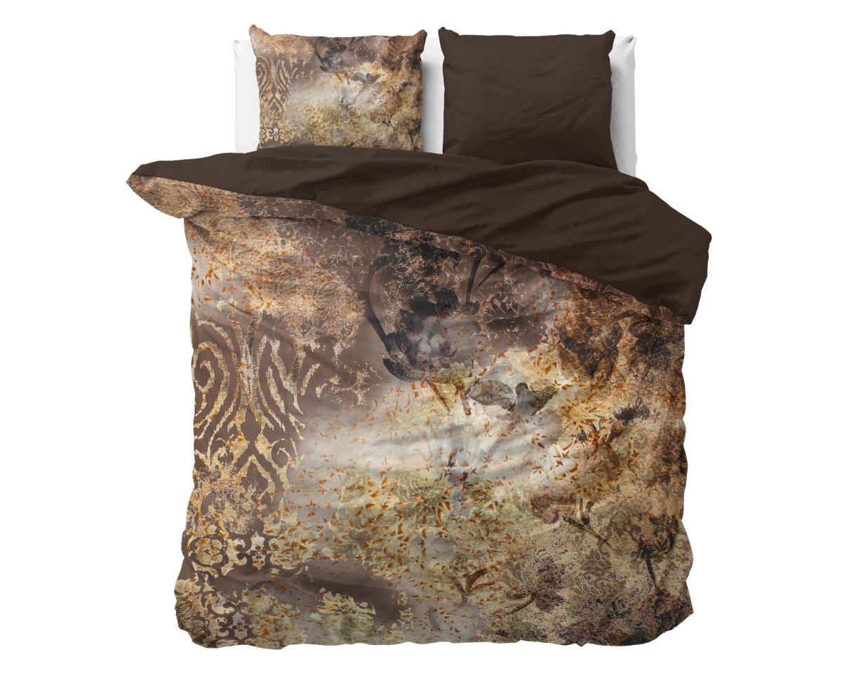 100% Cotton Sateen Duvet Cover Set Inferno | Taupe | Single - 140cm (W) x 220cm (L) - The Bedding & Blankets Store