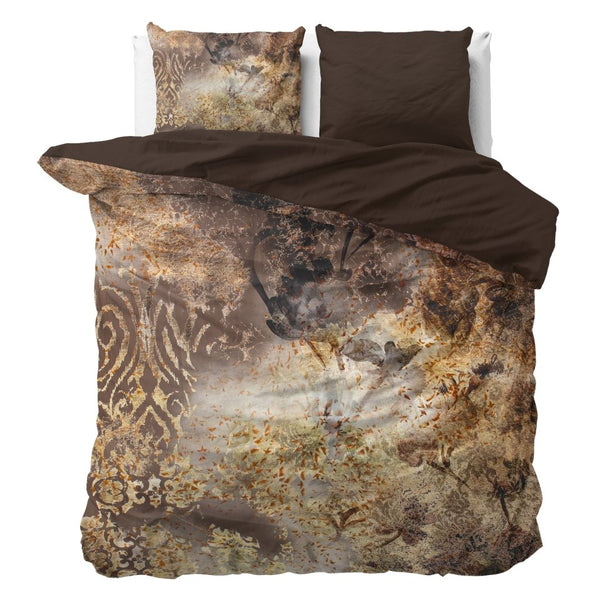100% Cotton Sateen Duvet Cover Set Inferno | Taupe | Single - 140cm (W) x 220cm (L) - The Bedding & Blankets Store