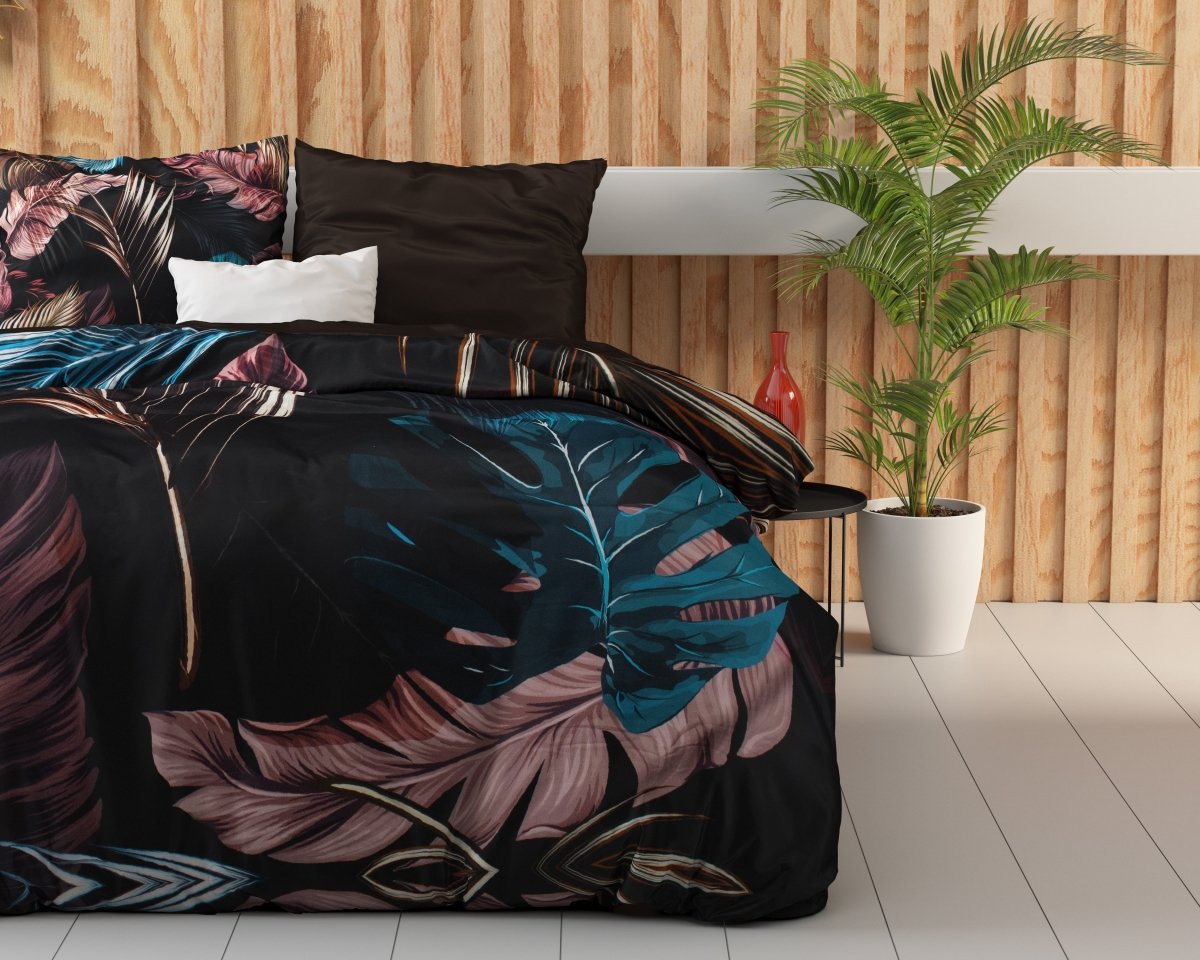 100% Cotton Sateen Duvet Cover Set Isabella | Black | Single - 140cm (W) x 220cm (L) - The Bedding & Blankets Store