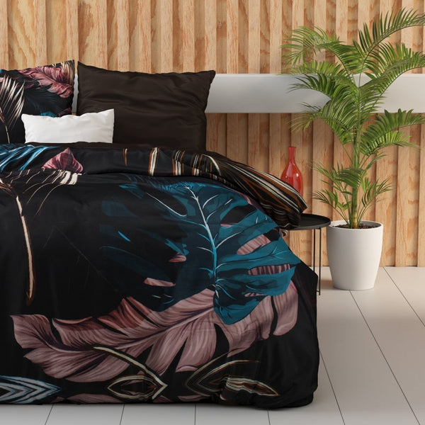 100% Cotton Sateen Duvet Cover Set Isabella | Black | Single - 140cm (W) x 220cm (L) - The Bedding & Blankets Store