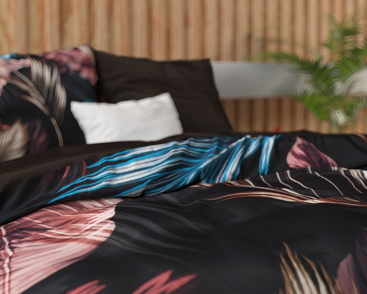 100% Cotton Sateen Duvet Cover Set Isabella | Black | Single - 140cm (W) x 220cm (L) - The Bedding & Blankets Store