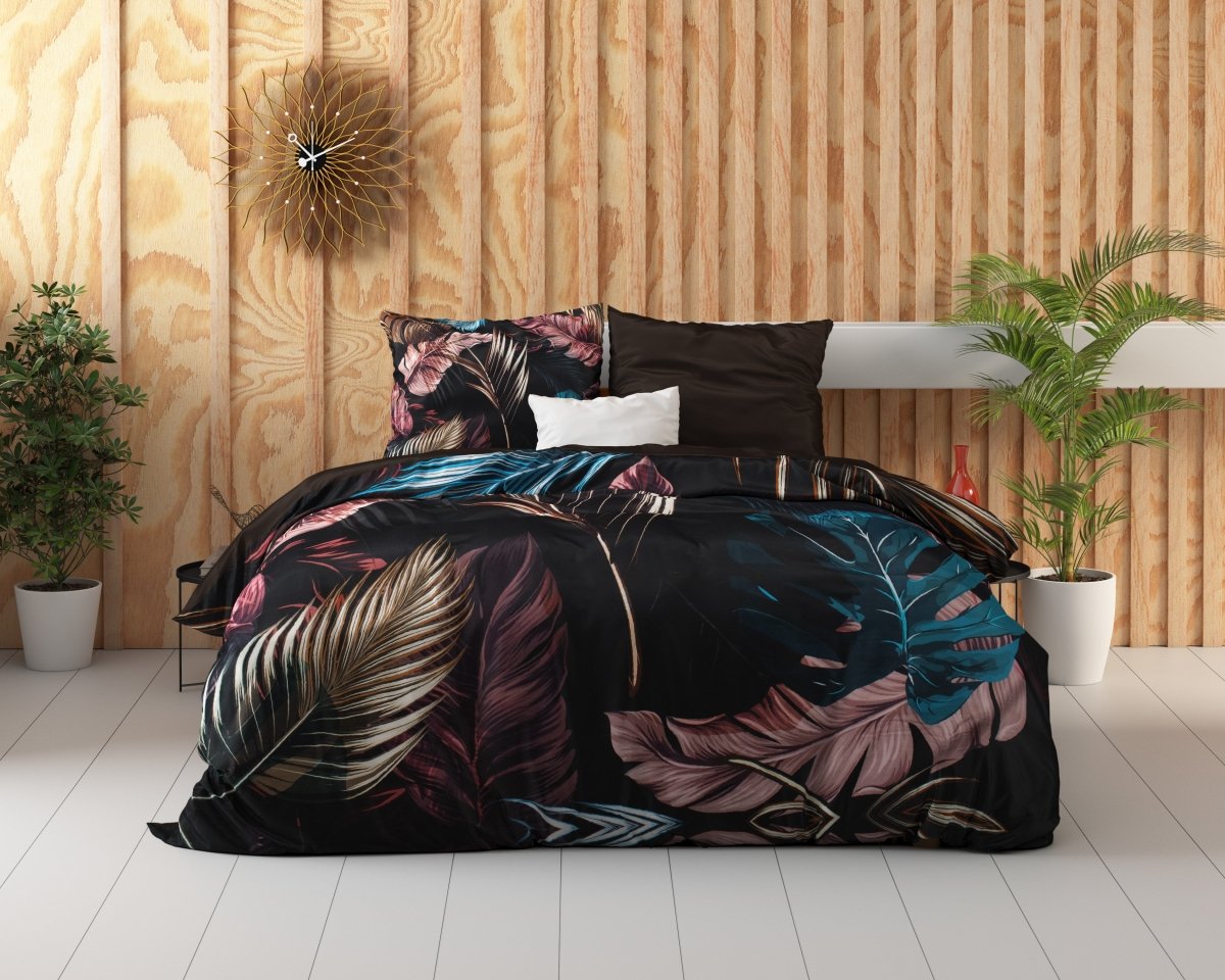 100% Cotton Sateen Duvet Cover Set Isabella | Black | Single - 140cm (W) x 220cm (L) - The Bedding & Blankets Store