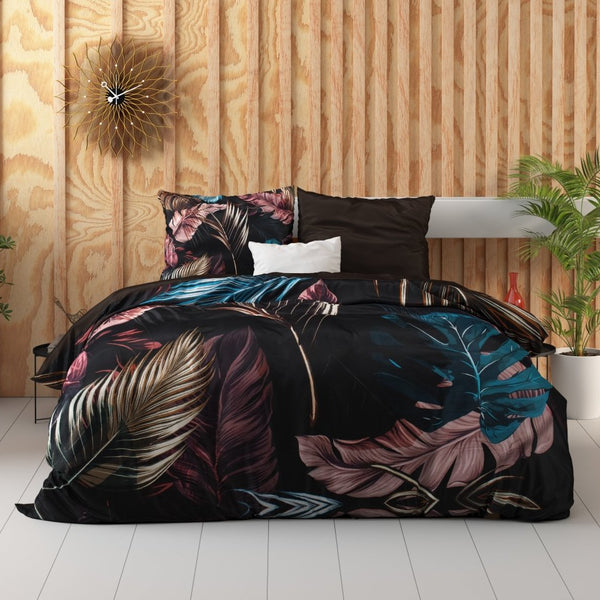 100% Cotton Sateen Duvet Cover Set Isabella | Black | Single - 140cm (W) x 220cm (L) - The Bedding & Blankets Store