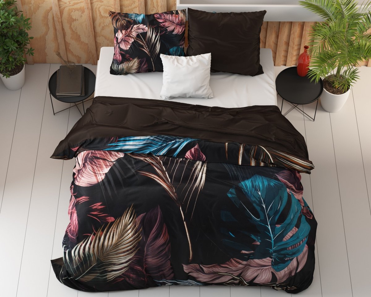100% Cotton Sateen Duvet Cover Set Isabella | Black | Single - 140cm (W) x 220cm (L) - The Bedding & Blankets Store