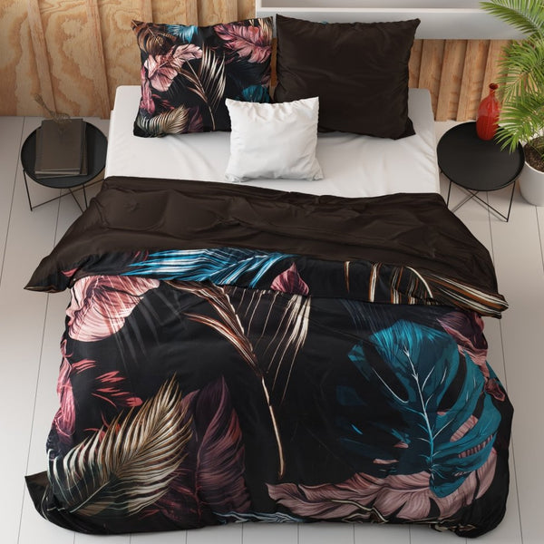 100% Cotton Sateen Duvet Cover Set Isabella | Black | Single - 140cm (W) x 220cm (L) - The Bedding & Blankets Store