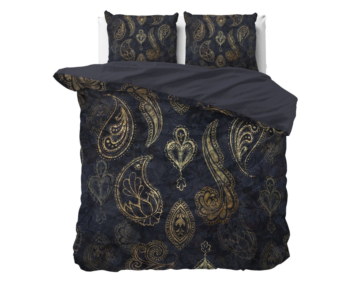 100% Cotton Sateen Duvet Cover Set Jaimy | Blue | Single - 140cm (W) x 220cm (L) - The Bedding & Blankets Store