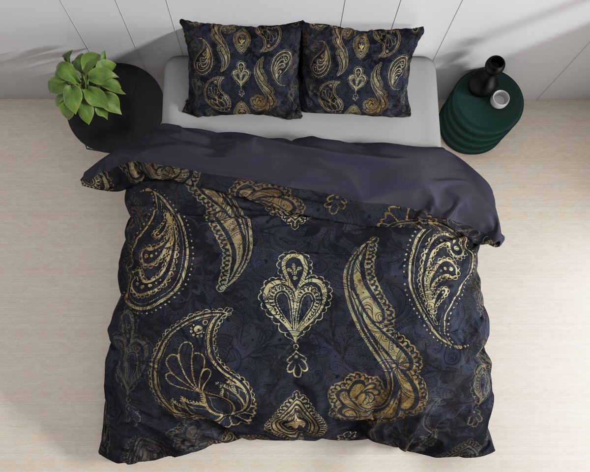 100% Cotton Sateen Duvet Cover Set Jaimy | Blue | Single - 140cm (W) x 220cm (L) - The Bedding & Blankets Store