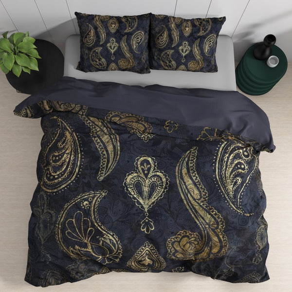 100% Cotton Sateen Duvet Cover Set Jaimy | Blue | Single - 140cm (W) x 220cm (L) - The Bedding & Blankets Store