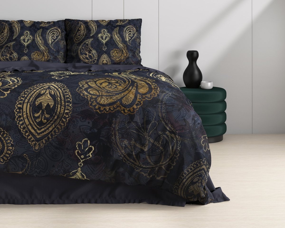 100% Cotton Sateen Duvet Cover Set Jaimy | Blue | Single - 140cm (W) x 220cm (L) - The Bedding & Blankets Store