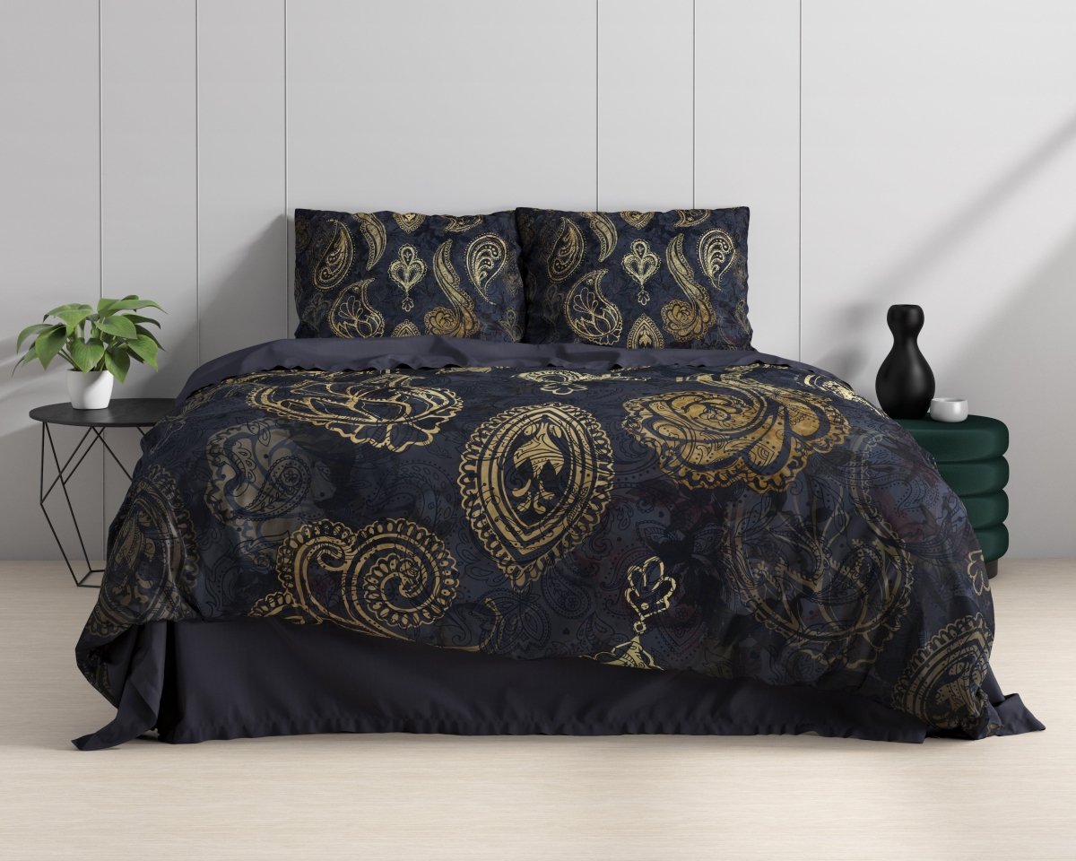 100% Cotton Sateen Duvet Cover Set Jaimy | Blue | Single - 140cm (W) x 220cm (L) - The Bedding & Blankets Store