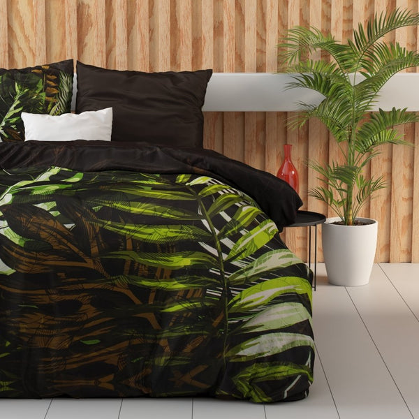 100% Cotton Sateen Duvet Cover Set Jungle Art 2 | Taupe | Double - 200cm (W) x 220cm (L) - The Bedding & Blankets Store