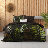 100% Cotton Sateen Duvet Cover Set Jungle Art 2 | Taupe | Double - 200cm (W) x 220cm (L) - The Bedding & Blankets Store