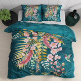 100% Cotton Sateen Duvet Cover Set Kamala | Botanical Green | Single - 140cm (W) x 220cm (L) - The Bedding & Blankets Store