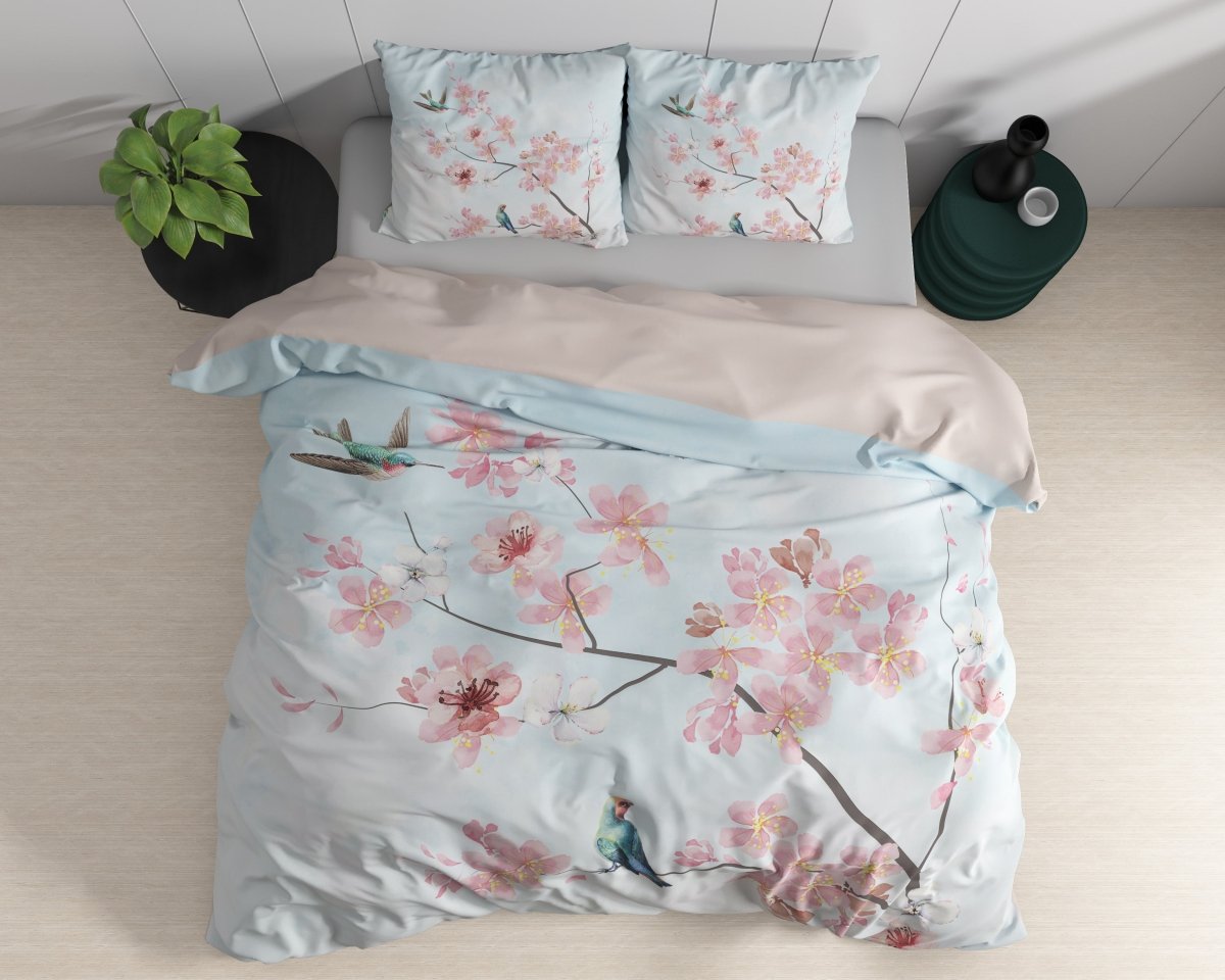100% Cotton Sateen Duvet Cover Set Layla | Blue | Single - 140cm (W) x 220cm (L) - The Bedding & Blankets Store