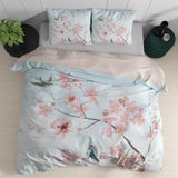 100% Cotton Sateen Duvet Cover Set Layla | Blue | Single - 140cm (W) x 220cm (L) - The Bedding & Blankets Store