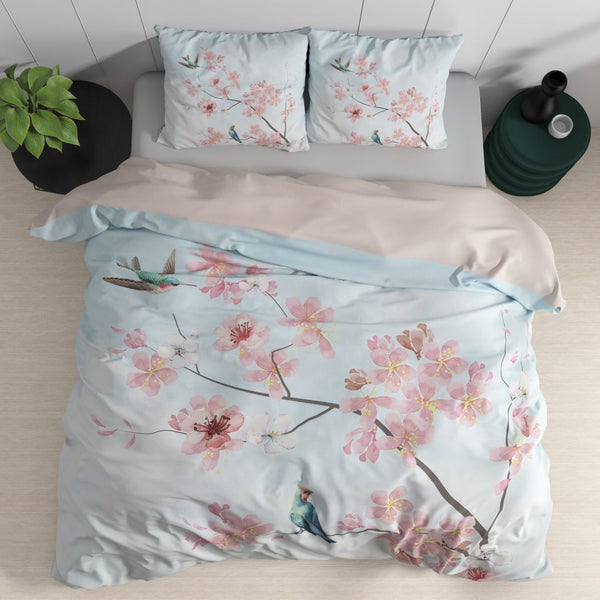 100% Cotton Sateen Duvet Cover Set Layla | Blue | Single - 140cm (W) x 220cm (L) - The Bedding & Blankets Store