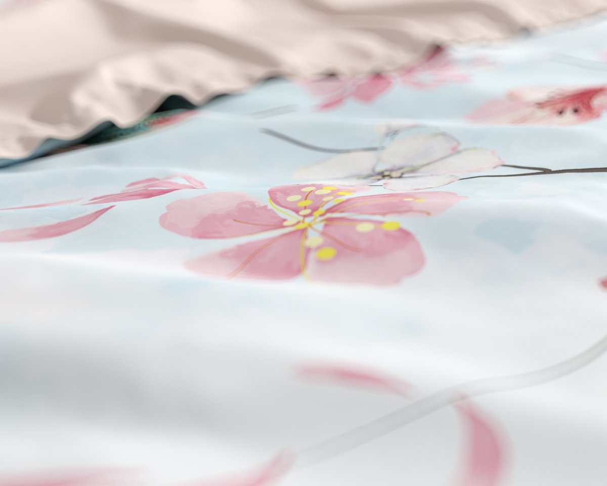 100% Cotton Sateen Duvet Cover Set Layla | Blue | Single - 140cm (W) x 220cm (L) - The Bedding & Blankets Store