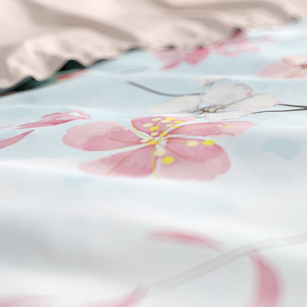 100% Cotton Sateen Duvet Cover Set Layla | Blue | Single - 140cm (W) x 220cm (L) - The Bedding & Blankets Store