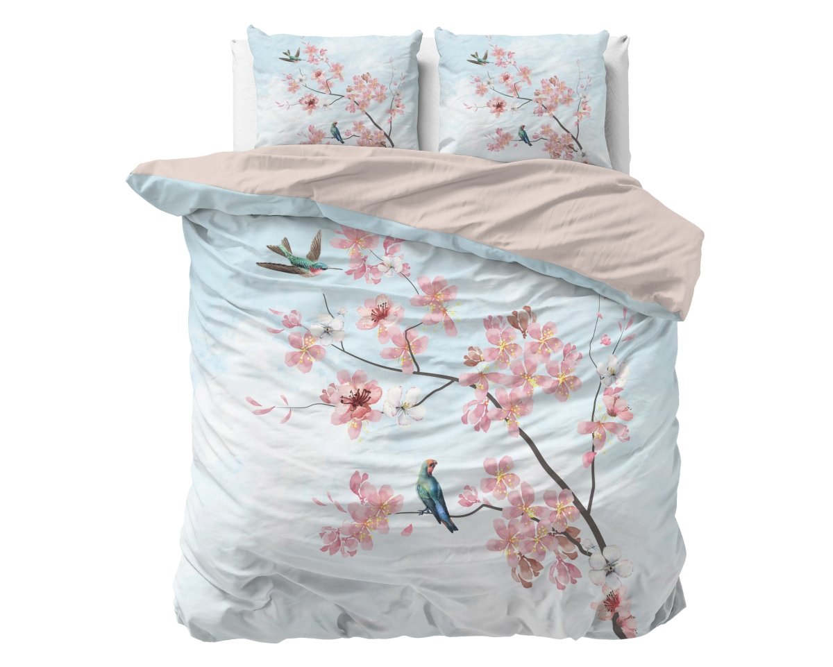 100% Cotton Sateen Duvet Cover Set Layla | Blue | Single - 140cm (W) x 220cm (L) - The Bedding & Blankets Store