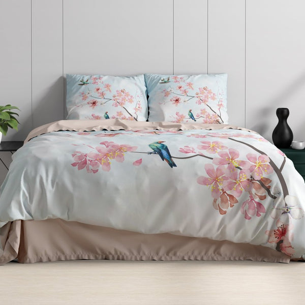 100% Cotton Sateen Duvet Cover Set Layla | Blue | Single - 140cm (W) x 220cm (L) - The Bedding & Blankets Store