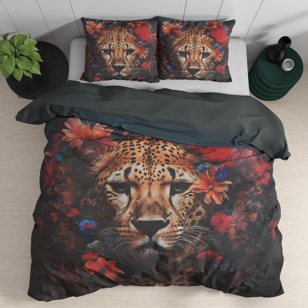 100% Cotton Sateen Duvet Cover Set Leopardo | Multicolour | Single - 140cm (W) x 220cm (L) - The Bedding & Blankets Store