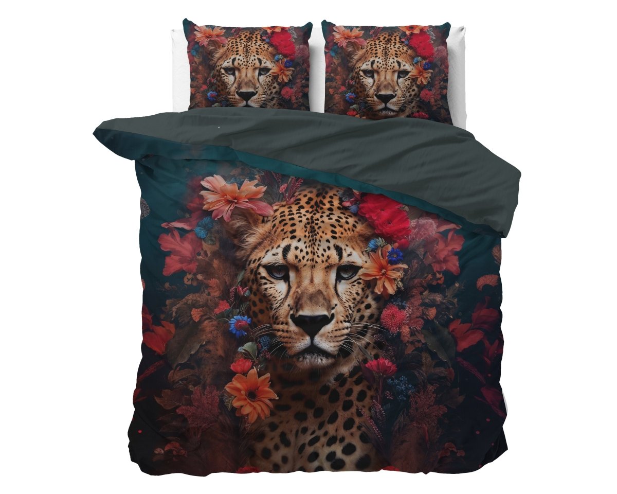 100% Cotton Sateen Duvet Cover Set Leopardo | Multicolour | Single - 140cm (W) x 220cm (L) - The Bedding & Blankets Store