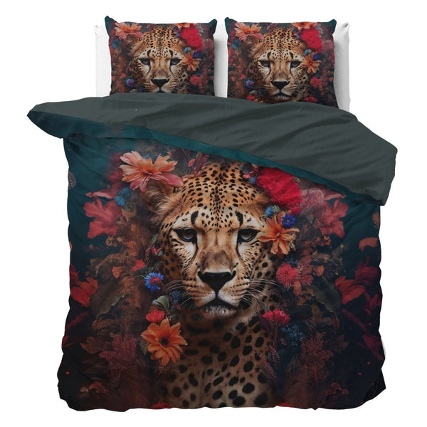 100% Cotton Sateen Duvet Cover Set Leopardo | Multicolour | Single - 140cm (W) x 220cm (L) - The Bedding & Blankets Store