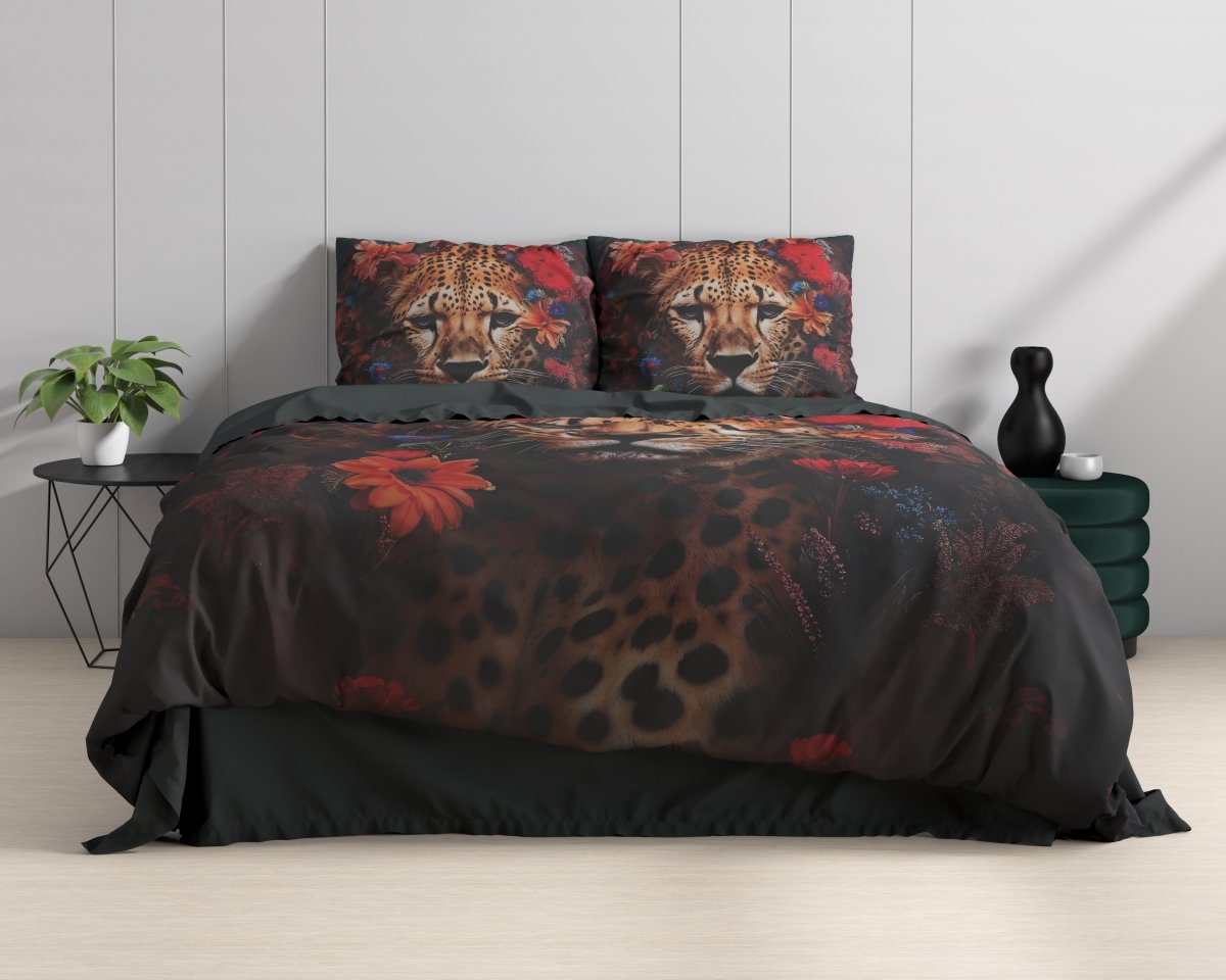 100% Cotton Sateen Duvet Cover Set Leopardo | Multicolour | Single - 140cm (W) x 220cm (L) - The Bedding & Blankets Store