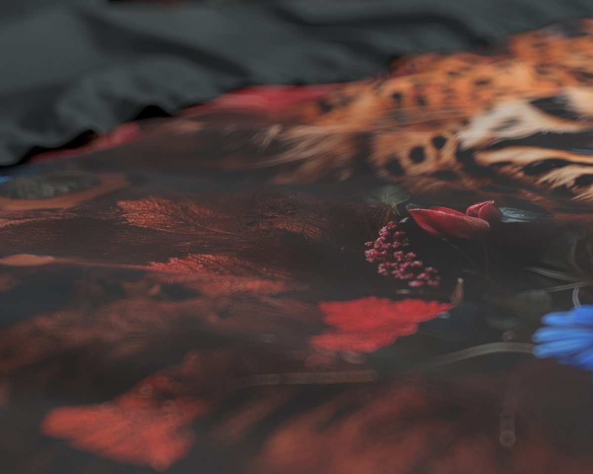 100% Cotton Sateen Duvet Cover Set Leopardo | Multicolour | Single - 140cm (W) x 220cm (L) - The Bedding & Blankets Store
