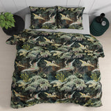 100% Cotton Sateen Duvet Cover Set Lisette   | Green | Single - 140cm (W) x 220cm (L) - The Bedding & Blankets Store