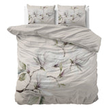 100% Cotton Sateen Duvet Cover Set Magnolo | White | Single - 140cm (W) x 220cm (L) - The Bedding & Blankets Store