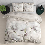100% Cotton Sateen Duvet Cover Set Magnolo | White | Single - 140cm (W) x 220cm (L) - The Bedding & Blankets Store