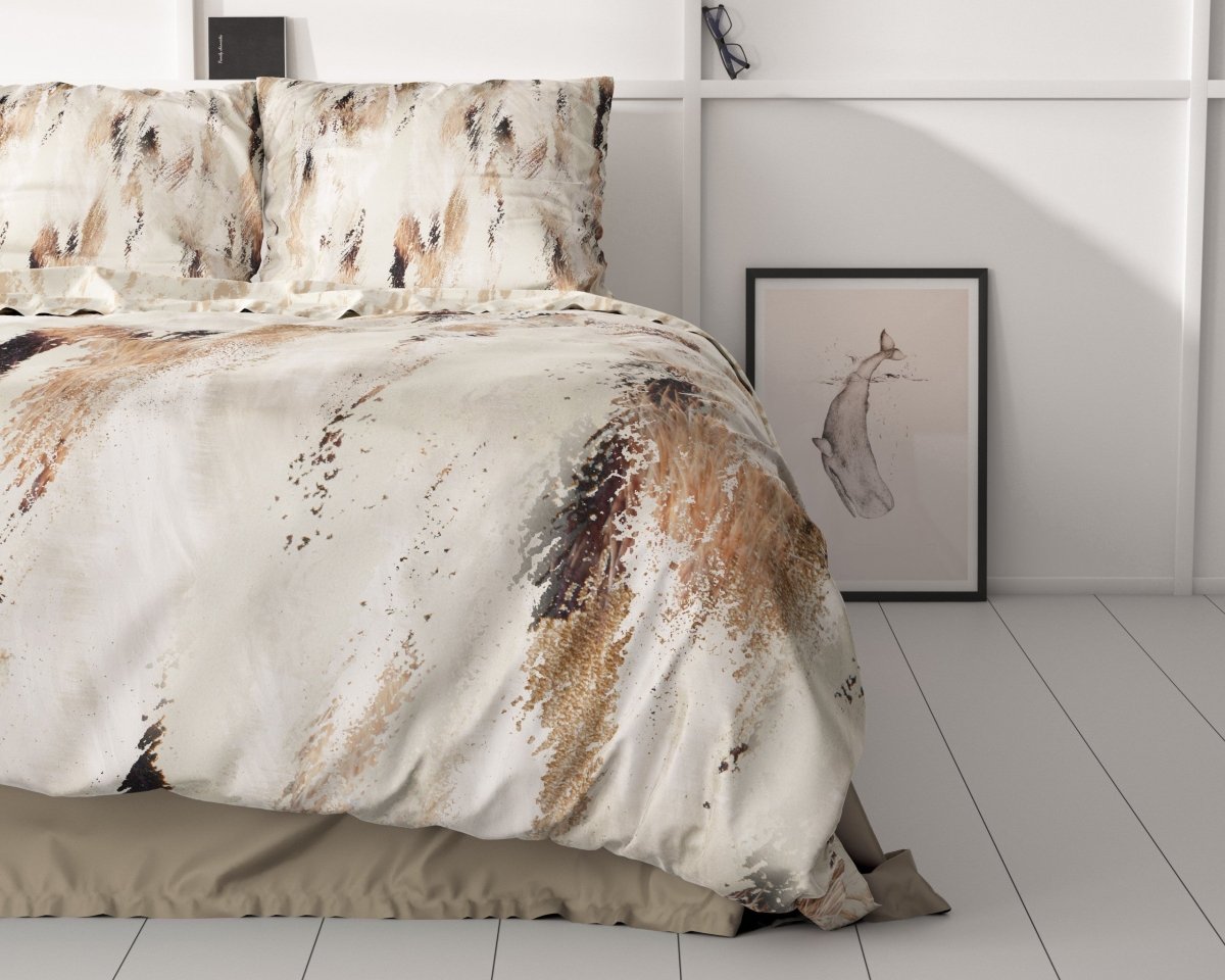 100% Cotton Sateen Duvet Cover Set Malvina | Blush Beige | Single - 140cm (W) x 220cm (L) - The Bedding & Blankets Store