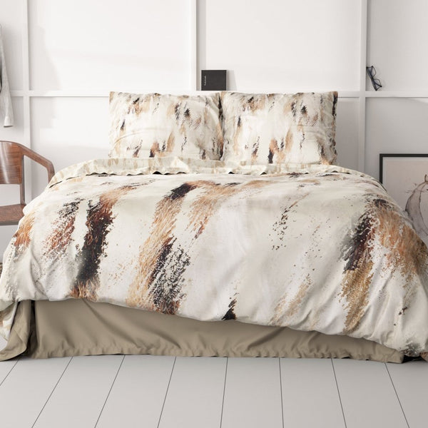 100% Cotton Sateen Duvet Cover Set Malvina | Blush Beige | Single - 140cm (W) x 220cm (L) - The Bedding & Blankets Store